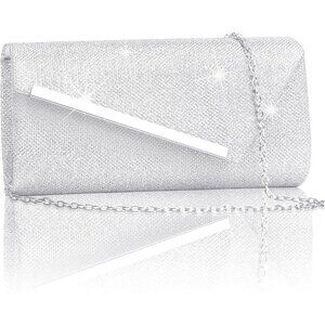 🆕Women Silver Sequin Glitter Evening Bag, Formal Envelope Clutch Purse